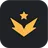 A gold chevron shape with a star above it on a dark background.