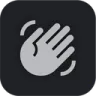 A stylized gray hand waving back and forth.