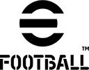 A black and white logo featuring a stylized letter E above the word FOOTBALL in a stencil font.