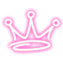 A glowing neon pink crown with white highlights against a dark background.
