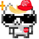 A pixelated skull wearing a red cap and black sunglasses with a smug expression.
