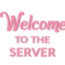 Pink text that reads Welcome to the server on a white background.