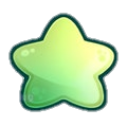 A stylized green star with rounded edges and a glossy gradient finish.