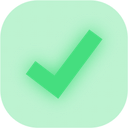Checkmark symbol centered inside a solid green circle.