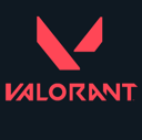 A stylized red V-shaped logo above the word VALORANT in a bold, angular font against a dark background.