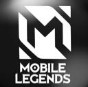 A white stylized letter M logo above the text Mobile Legends on a black background.