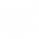 A white line-art pen writing on a white piece of paper against a black background.