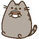 A gray cartoon cat repeatedly sipping from a small cup.
