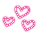 Three pink neon-style hearts arranged in a cluster against a black background.