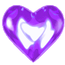 A glossy purple heart spinning continuously in a loop.