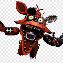 A red mechanical fox with a wide, toothy grin lunges forward with its arms outstretched.