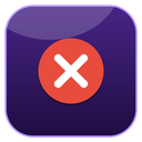 Red X symbol centered on a rounded purple square background.
