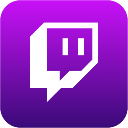 A white speech bubble with two vertical bars inside, centered on a solid purple square background.