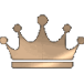 A stylized golden crown with five points and circular tips.