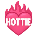 Pink heart with flames and the word HOTTIE written in white capital letters.