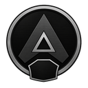 Metallic letter A inside a circular badge with a dark background.