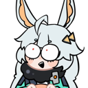 Anime girl with white hair and large ears looking shocked with wide eyes and an open mouth.