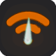Wifi signal icon depicted as a flaming object falling downwards.