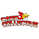 Pikachu peeking over a bold red and white text logo that reads Card Collective.