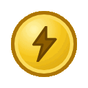 Two circular gold coins, one with a lightning bolt and one with the letter G, displayed against a white background.