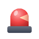 A red emergency beacon light rotating on a gray base in a pixel art style.