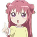 Akari Akaza from Yuru Yuri pointing her finger forward with a serious, stern expression.