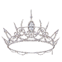 A detailed silver crown with sparkling gems.