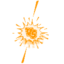 Orange paint splatter with jagged edges on a black background.