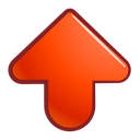Orange arrow pointing upward with a clean, flat design.