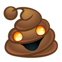 A brown, swirled pile with glowing yellow eyes and a wide, mischievous grin.