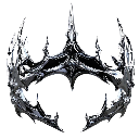 A dark, jagged, and spiky crown centered on a transparent background.