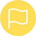 Flag icon centered inside a solid yellow circle.