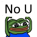 A green frog with a smug expression and the text No U written above it.