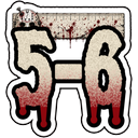 The numbers five and six in a white font with red blood dripping down from them against a black background.