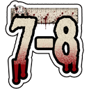 Numbers seven and eight dripping with red blood against a black background.