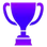 A stylized pixel art trophy with a purple gradient color scheme.