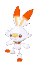 Scorbunny character hopping repeatedly in a playful and energetic manner.