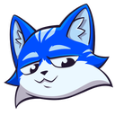 Blue cat with a smug, side-eye expression.