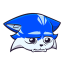 A cartoon blue cat with large eyes and a downturned mouth looking worried and stressed.