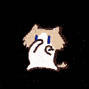 A small cartoon cat with brown ears and white fur crying while wiping its eyes with its paws.