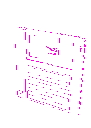 A character performing a dance move in a series of neon pink pixel art frames.