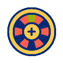 A colorful circular wheel with segments spinning rapidly in a loop.