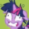 Twilight Sparkle with wide, frantic eyes and a strained expression showing extreme panic.