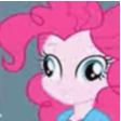 Pinkie Pie with large, glossy eyes and a blank, dazed expression.