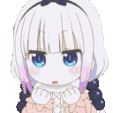Kanna Kamui from Miss Kobayashi's Dragon Maid in a cute fighting stance with clenched fists.