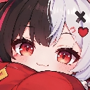 Anime girl with split black and white hair giving a smug, mischievous grin.