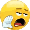Yellow emoji face making a repetitive hand gesture to signal blah blah blah.