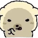 A fluffy cream-colored creature with a deadpan, unimpressed facial expression.