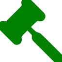 Gavel in a flat green color against a black background.