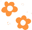 Orange flowers with white centers arranged in a repeating pattern.